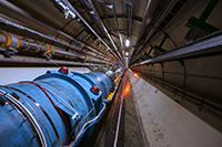 Imagen del Gran Colisionador de Hadrones (LHC, sus siglas en inglés), de la Organización Europea para la Investigación Nuclear, tomada el 25 de julio de 2018, día en que le inyectaron átomos de plomo que contenían solo un electrón, un nuevo experimento realizado en el LHC.